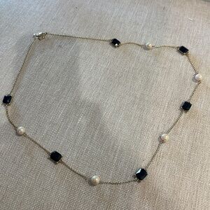Kate Spade Elegant Gold and Navy Necklace with Pearls